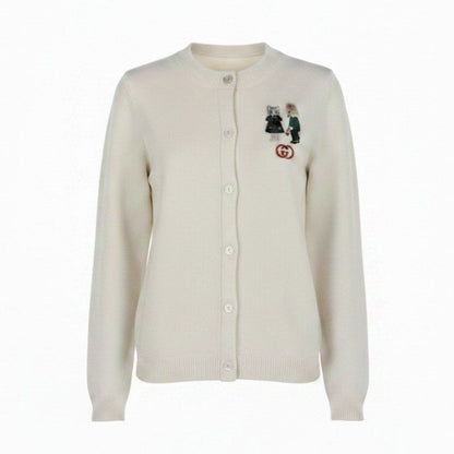 Gucci Kept Yuko Higuchi Collaboration Knit Cardigan Cat Embroidery S Ivory Wool