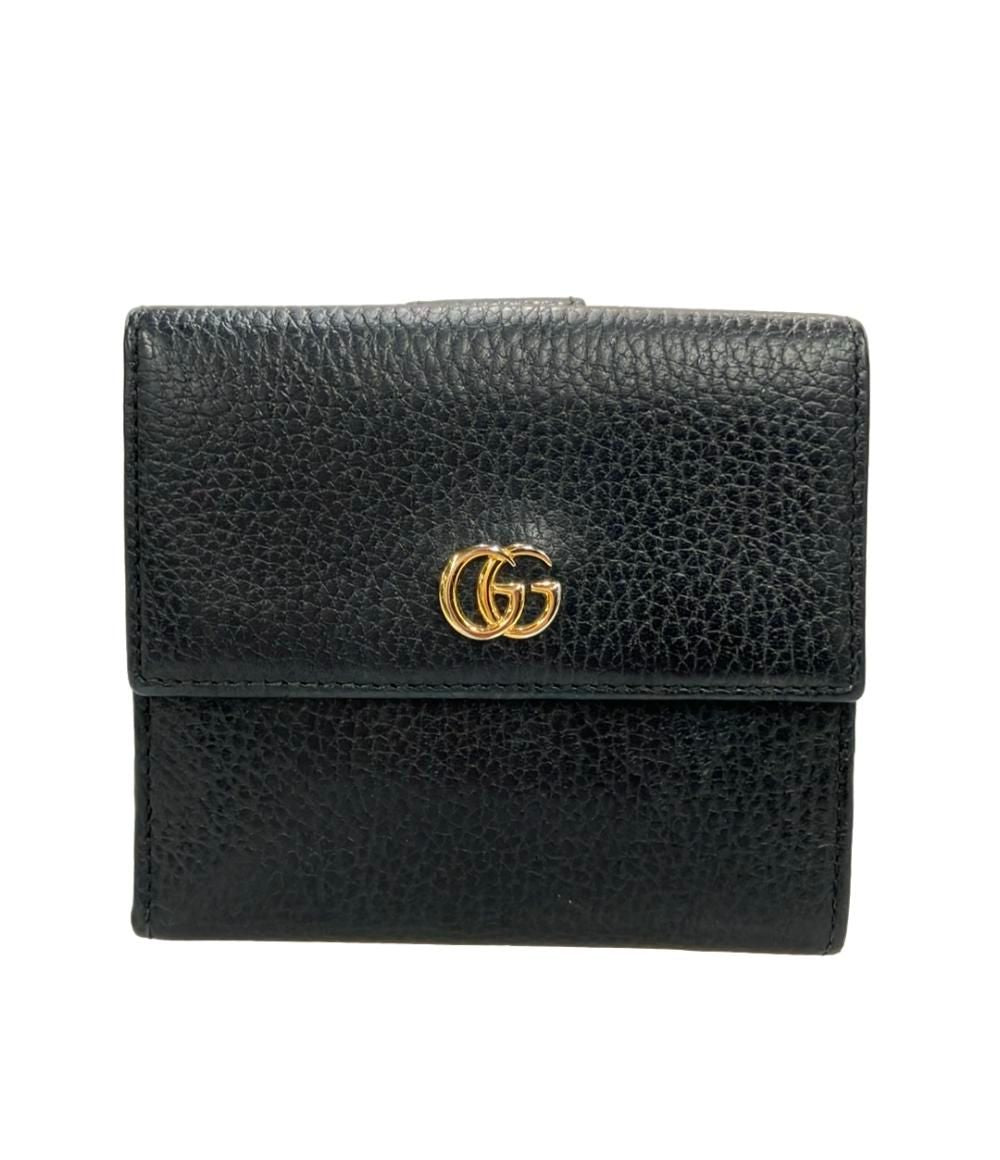 Gucci Double Hook Bifold Wallet Compact Leather GG Marmont