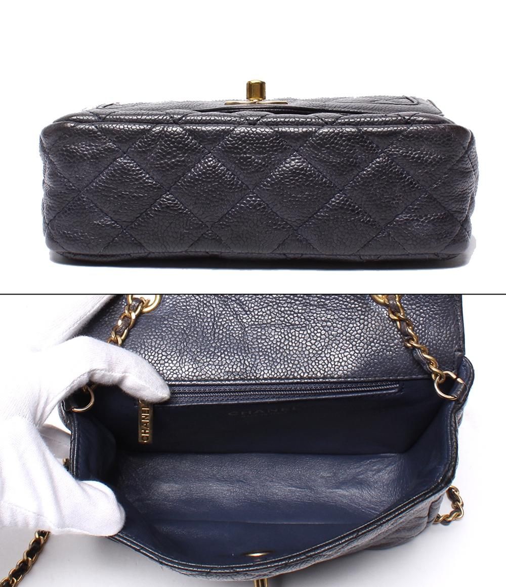 Chanel Chain Shoulder Bag Single Flap Mini Quilted Caviar Leather — view 3