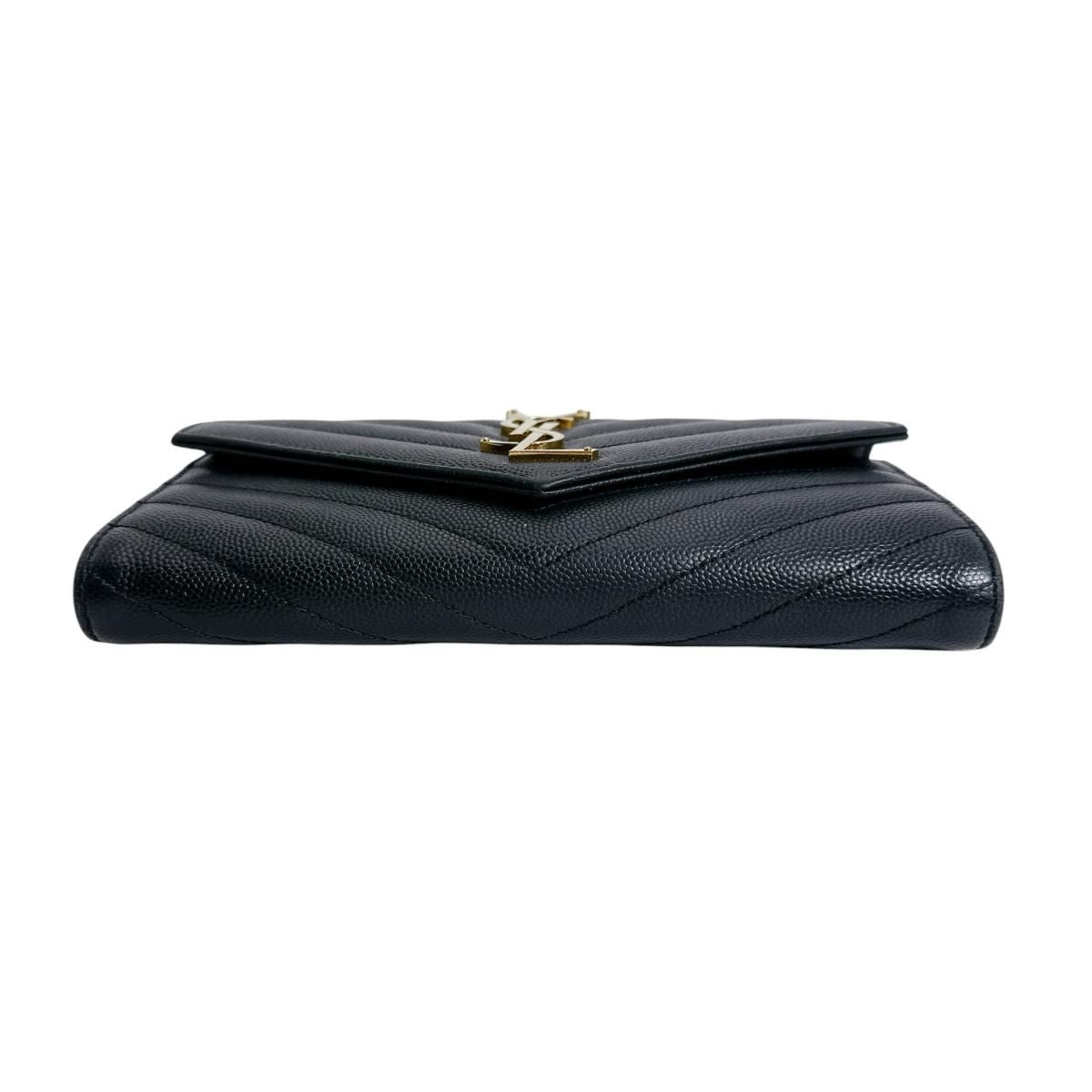 Saint Laurent Cassandra Wallet Button Type Black — view 3
