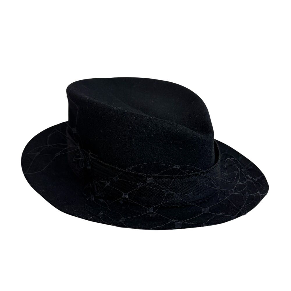 Dior Logo Leather Hat with Tulle Black — view 4
