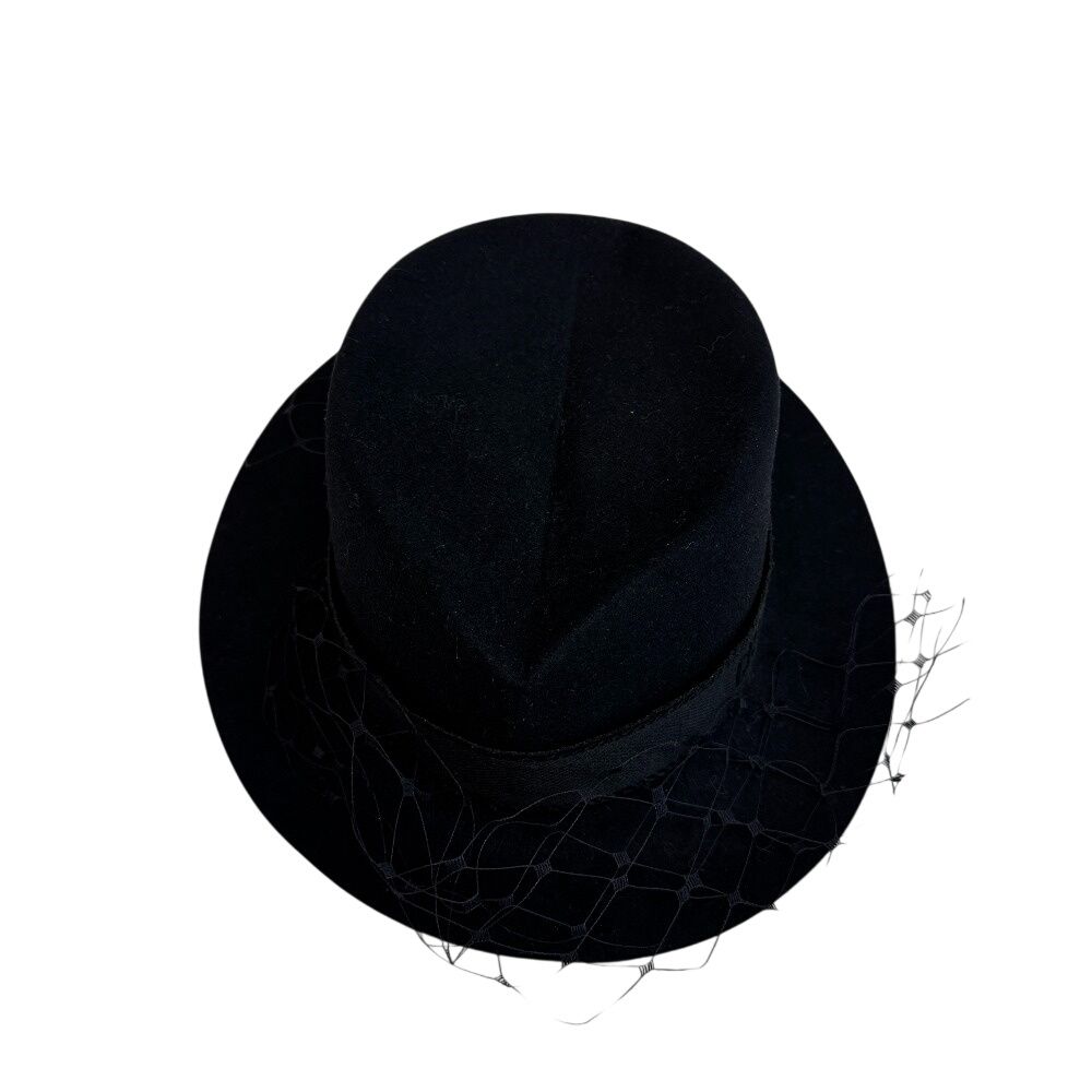 Dior Logo Leather Hat with Tulle Black — view 7