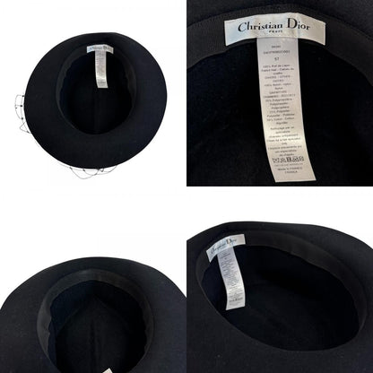 Dior Logo Leather Hat with Tulle Black — view 8