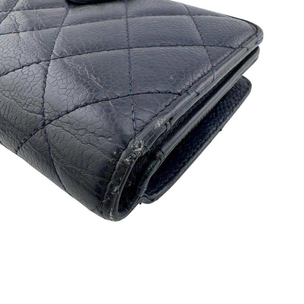 Chanel Quilted Caviar Leather Bifold Wallet Navy — view 4