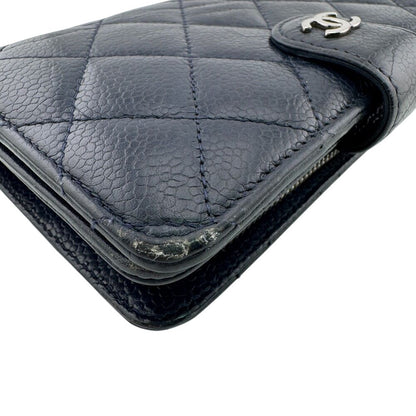 Chanel Quilted Caviar Leather Bifold Wallet Navy — view 5