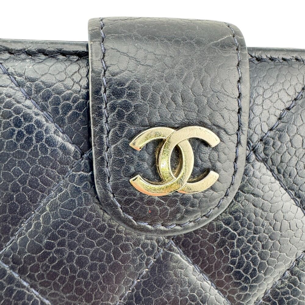 Chanel Quilted Caviar Leather Bifold Wallet Navy — view 7