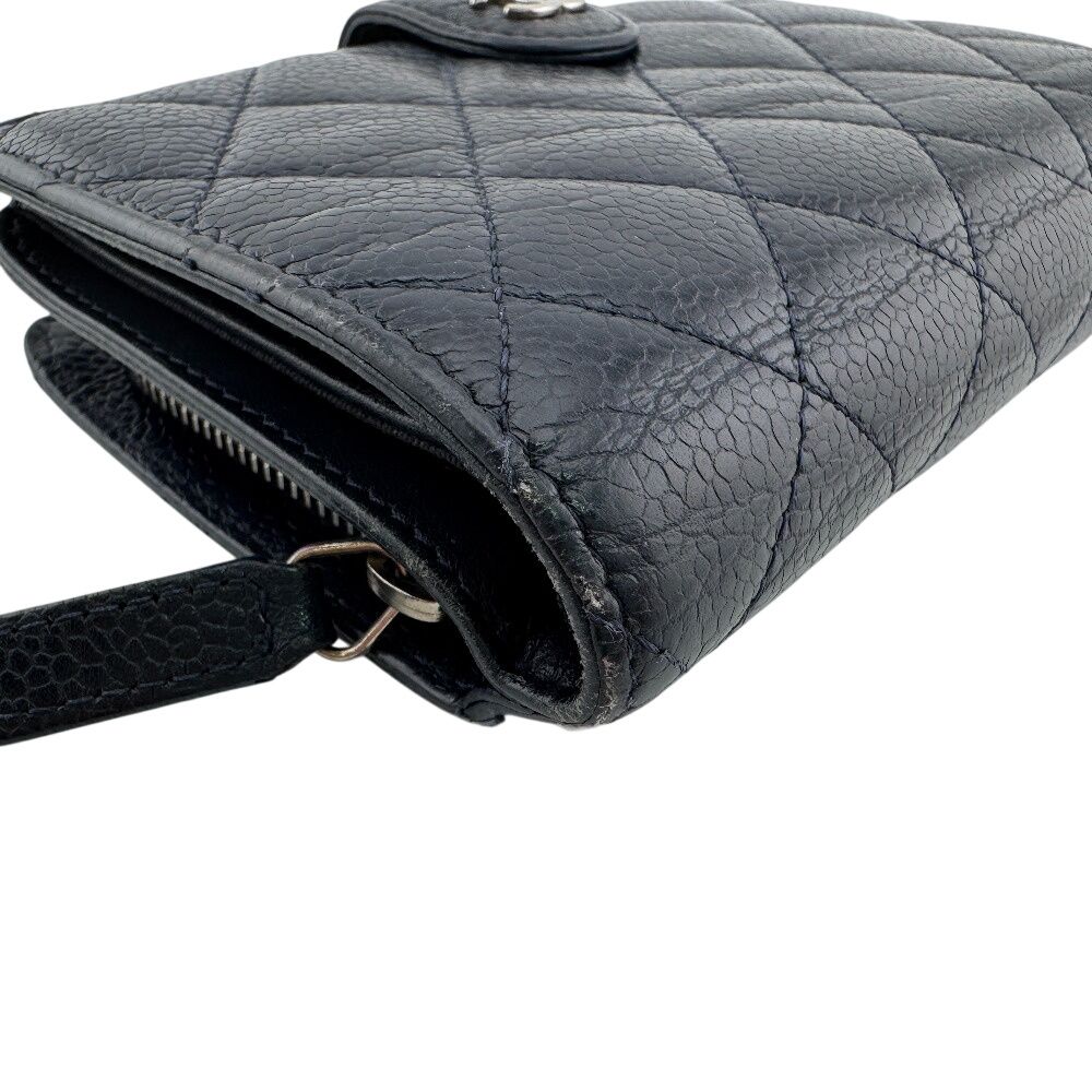 Chanel Quilted Caviar Leather Bifold Wallet Navy — view 3