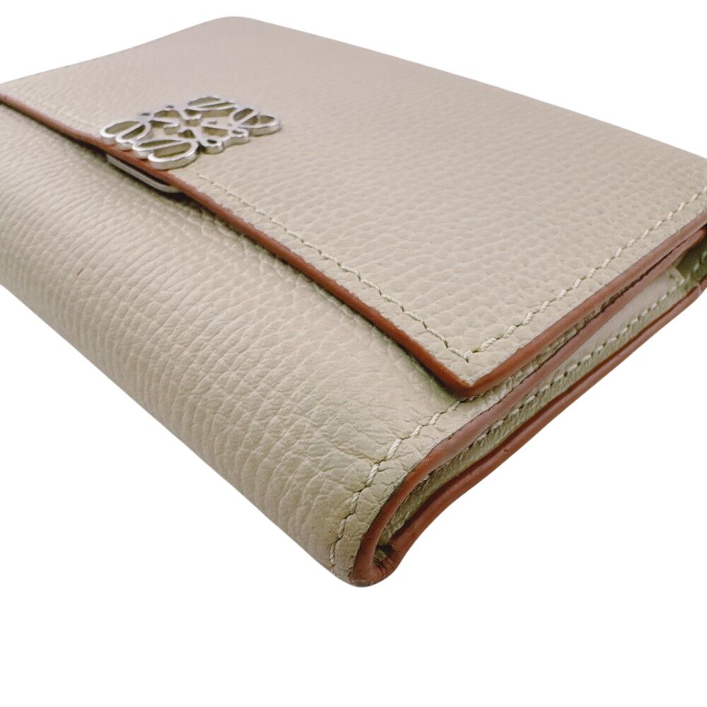 Loewe Compact Wallet Vertical Small Anagram Leather Trifold White — view 3