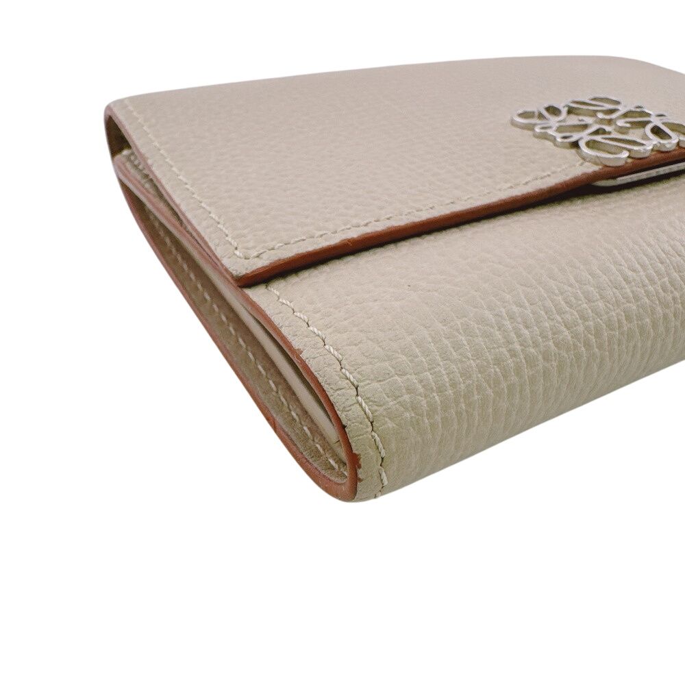 Loewe Compact Wallet Vertical Small Anagram Leather Trifold White — view 6