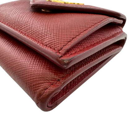 Prada Compact Wallet Saffiano Leather Trifold Red — view 4