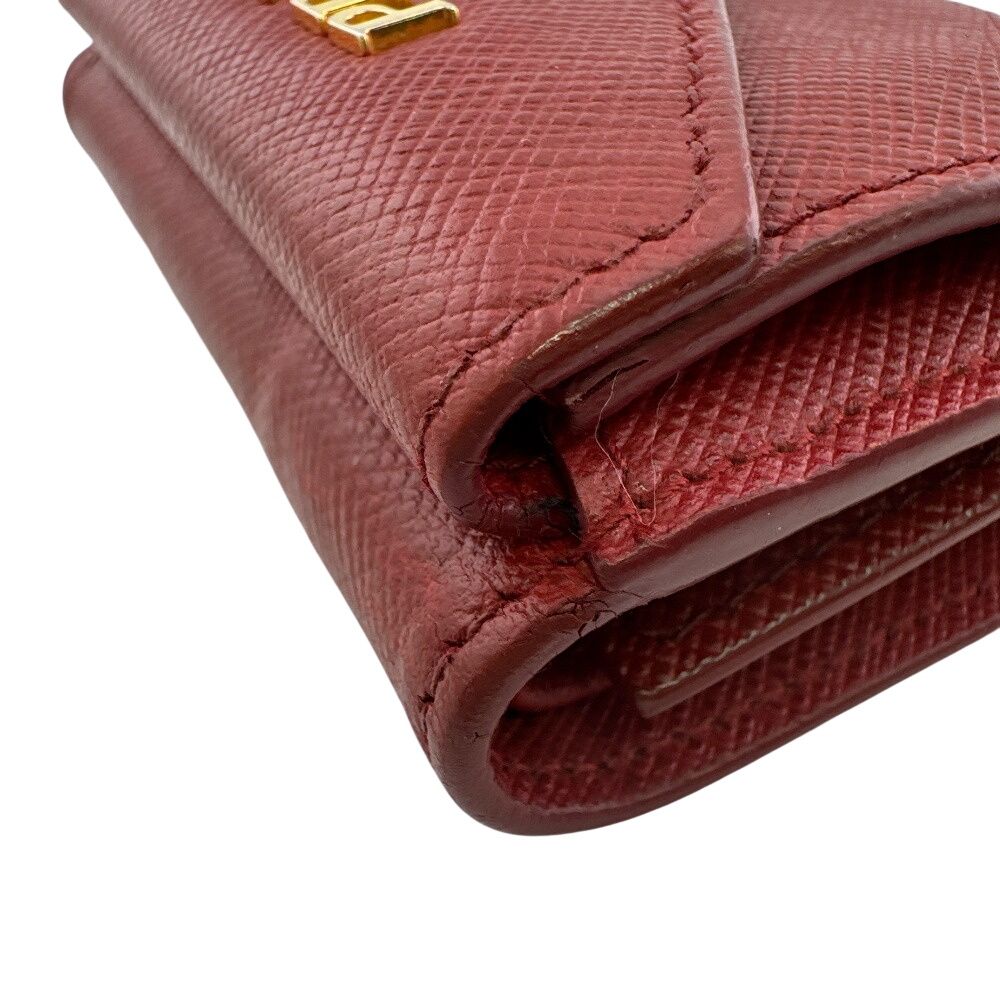 Prada Compact Wallet Saffiano Leather Trifold Red — view 6