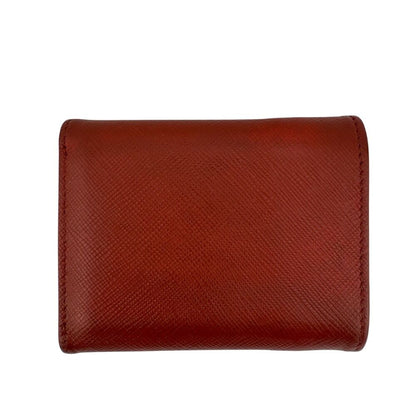 Prada Compact Wallet Saffiano Leather Trifold Red — view 2