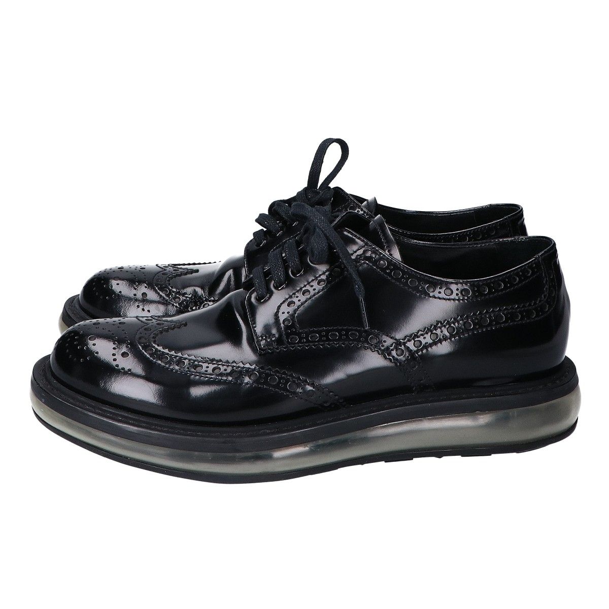 Prada Black Patent Air Sole Wingtip Shoes — view 2