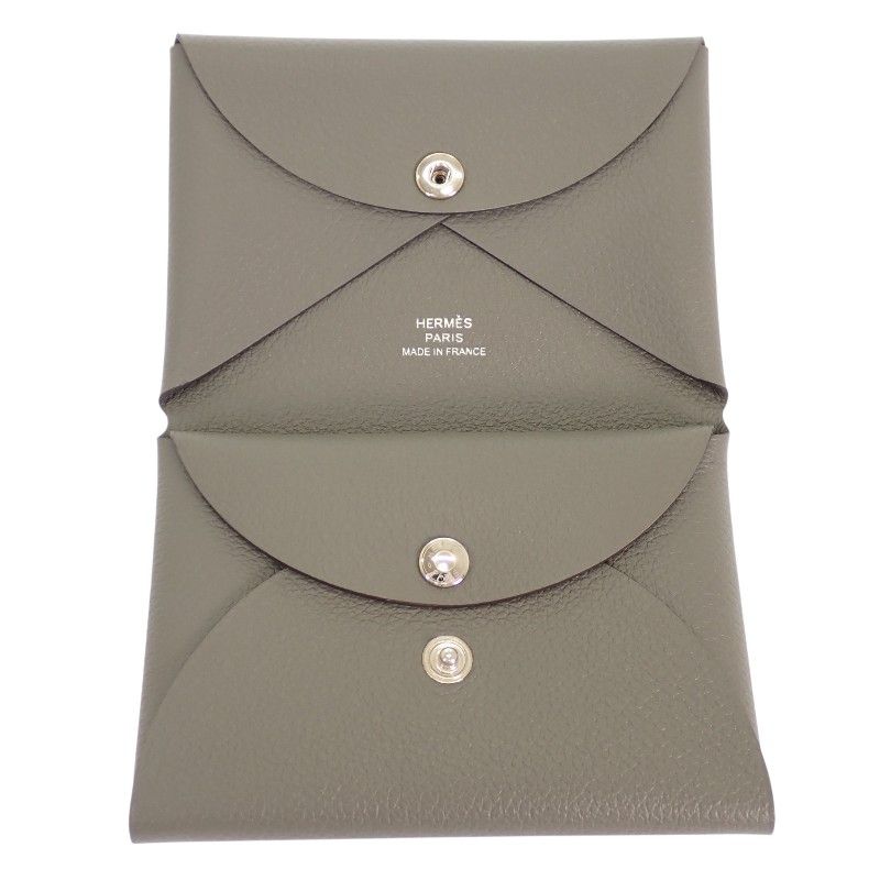 Hermes Calvi Duo Coin Case Evercolor Gray Grimeia — view 8