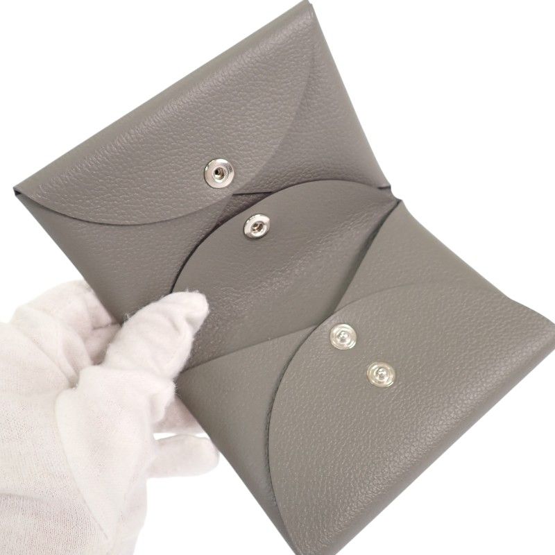 Hermes Calvi Duo Coin Case Evercolor Gray Grimeia — view 9