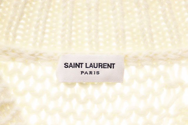 Saint Laurent Paris Mohair Alpaca Neck Knit Sweater White XS — view 4