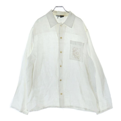 Loewe Anagram Pocket Shirt Linen Long Sleeve White
