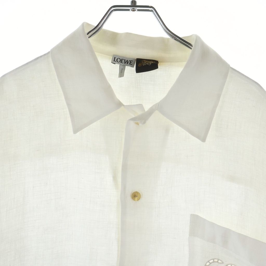 Loewe Anagram Pocket Shirt Linen Long Sleeve White — view 3