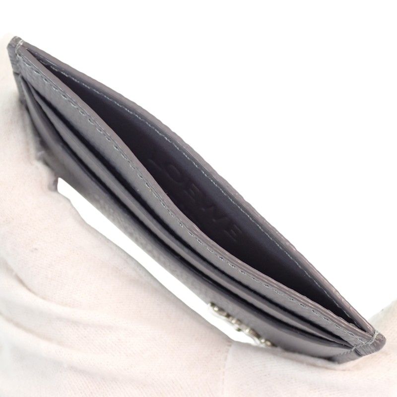 Loewe Anagram Plain Card Holder Case Calf Gray Silver — view 7