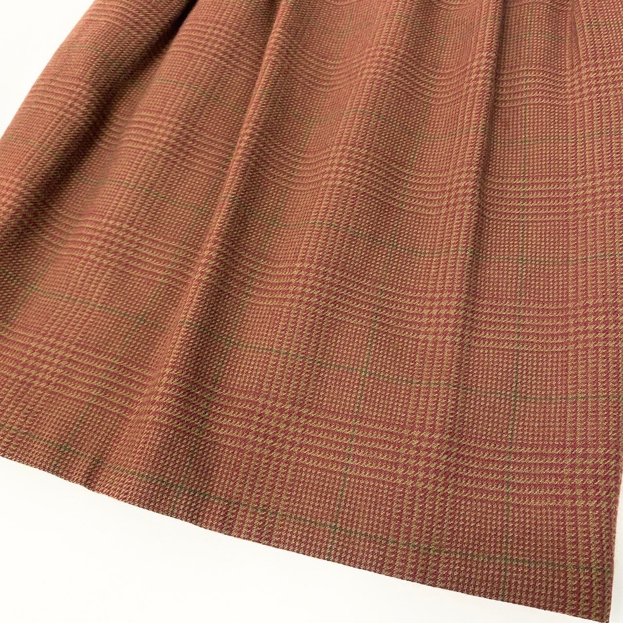 Saint Laurent Yves Set Skirt Suit Plaid Stand Collar Jacket Knee Length S Brown — view 8