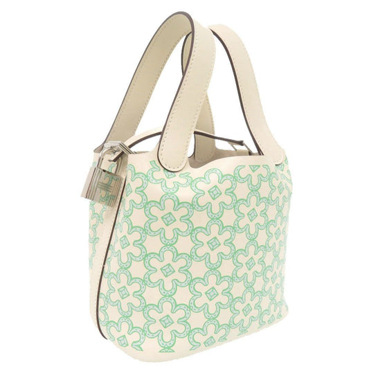 Hermes Picotin Lock Micro Lucky Daisy Voswift Nata Vert Silver Handbag