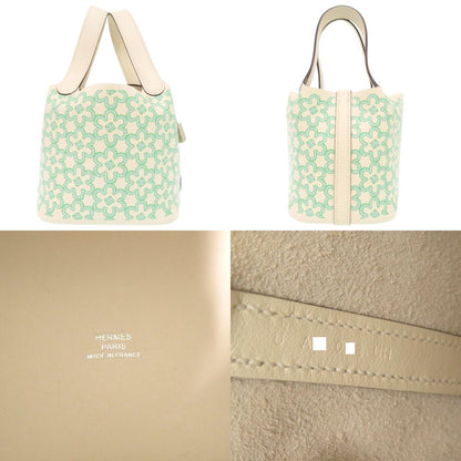 Hermes Picotin Lock Micro Lucky Daisy Voswift Nata Vert Silver Handbag — view 8