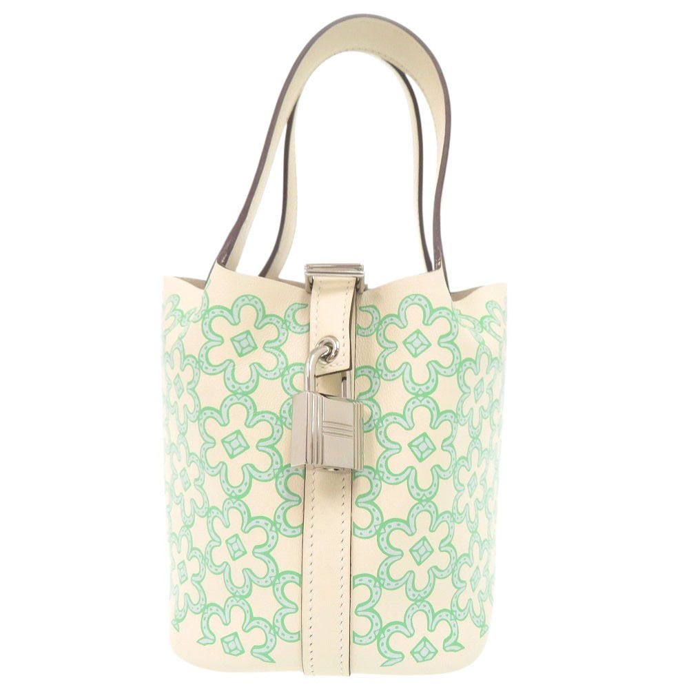 Hermes Picotin Lock Micro Lucky Daisy Voswift Nata Vert Silver Handbag — view 3