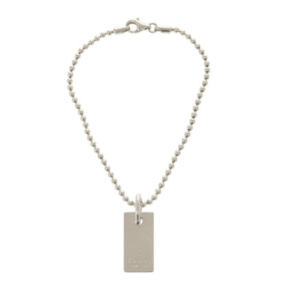 Gucci Logo Plate Ball Chain 925 Sterling Silver Bracelet