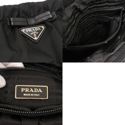 Prada Trssuto Bow Ribbon Nylon Leather Black Handbag — view 7