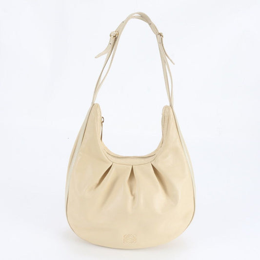 Loewe Anagram Leather Shoulder Bag Hobo Beige Tote Hand