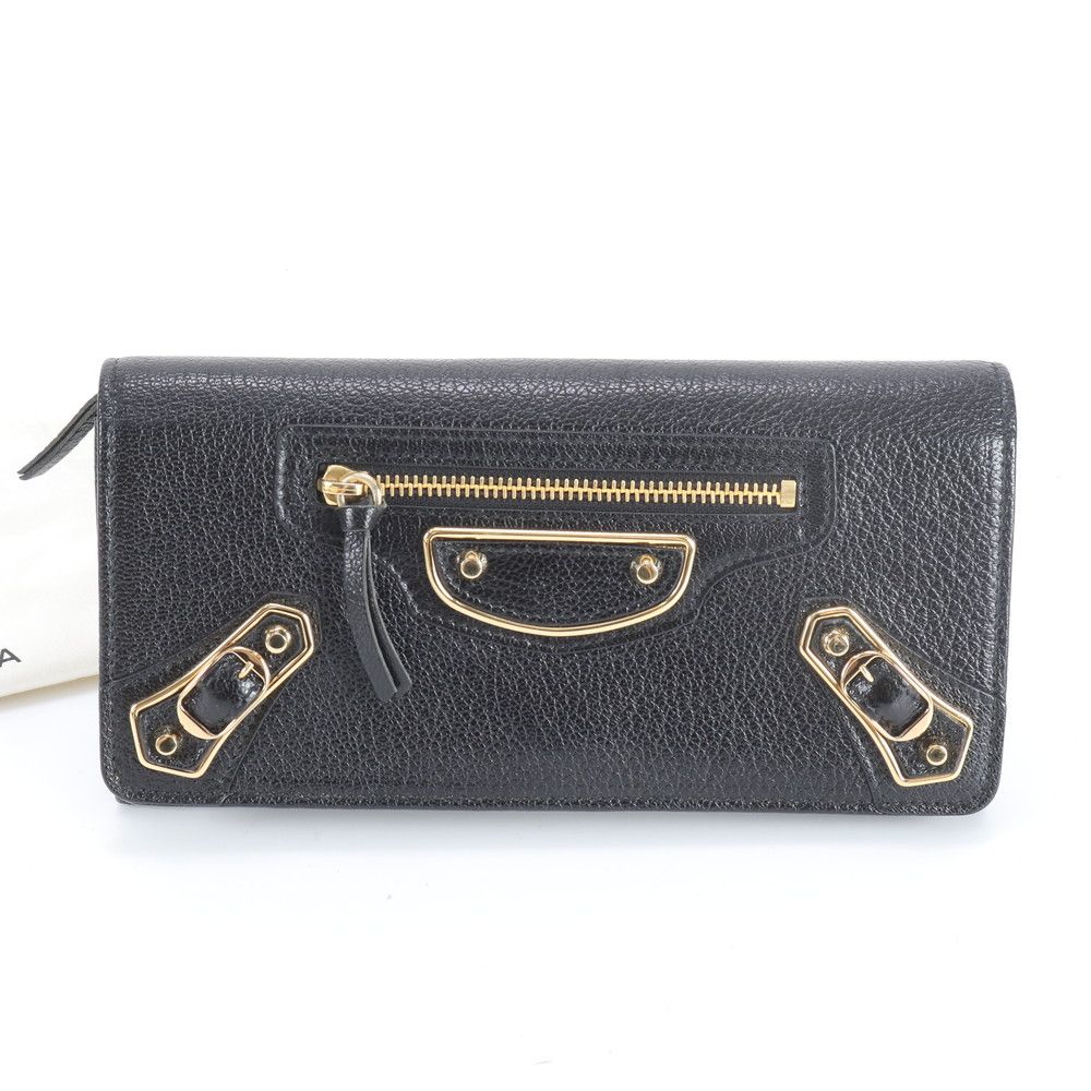Balenciaga Classic Metallic Edge Money Wallet Leather Black