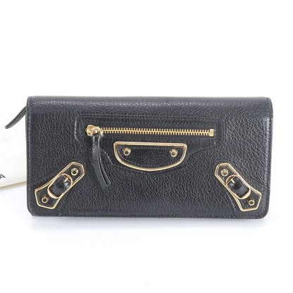 Balenciaga Classic Metallic Edge Money Wallet Leather Black