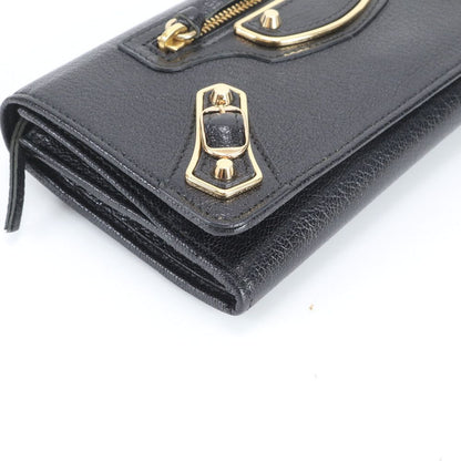Balenciaga Classic Metallic Edge Money Wallet Leather Black — view 3