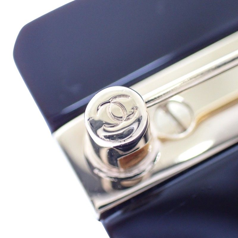 Chanel Perfume Bottle Brooch Metal Resin Black Gold CC Logo — view 9
