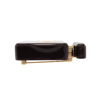 Chanel Perfume Bottle Brooch Metal Resin Black Gold CC Logo — view 6