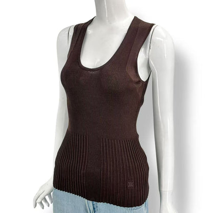 Celine Vest Logo Brown M Silk Blend