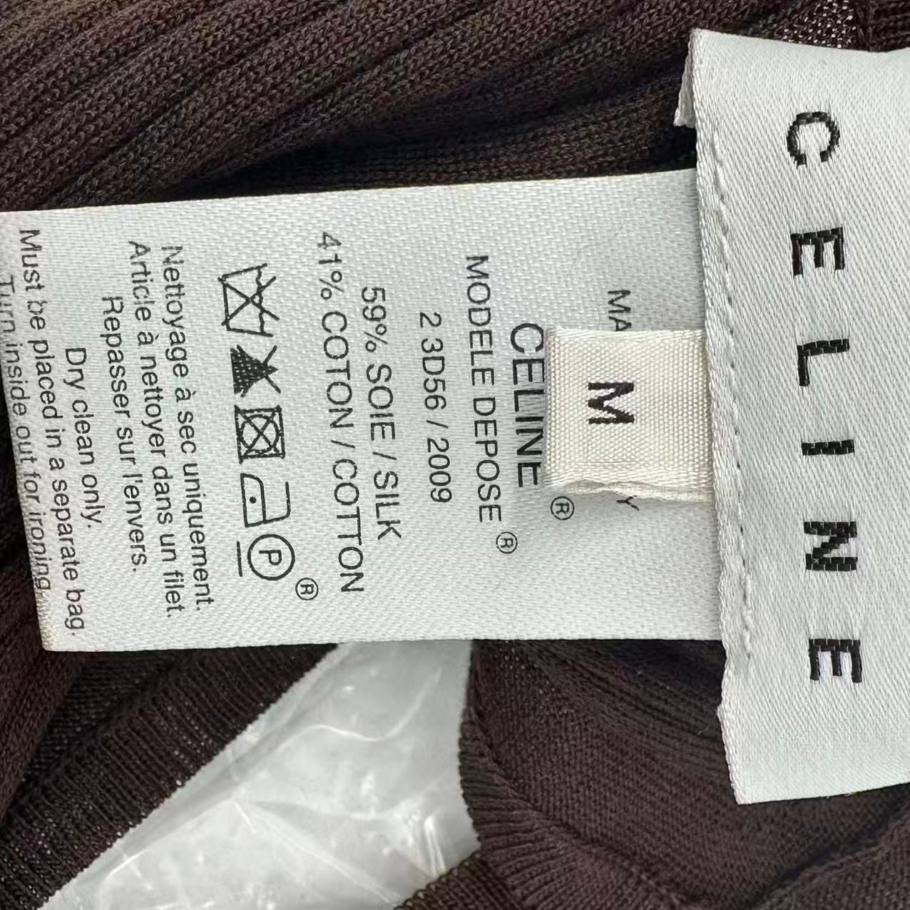 Celine Vest Logo Brown M Silk Blend — view 6