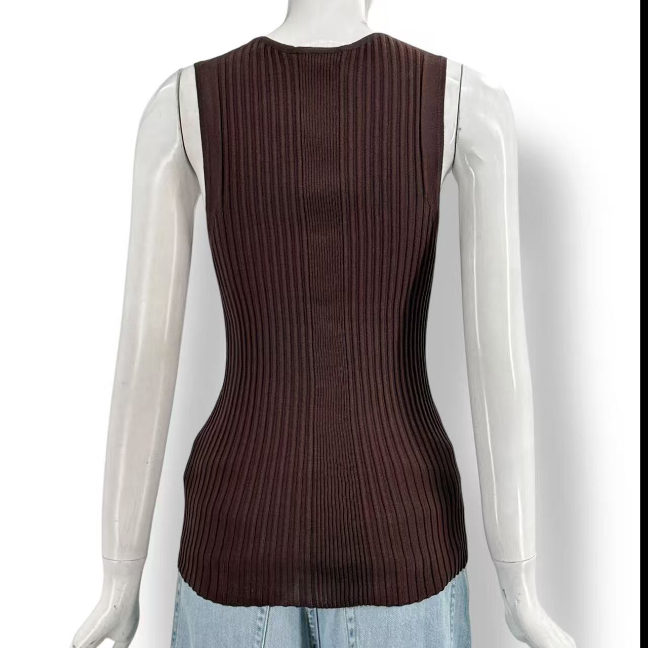 Celine Vest Logo Brown M Silk Blend — view 3