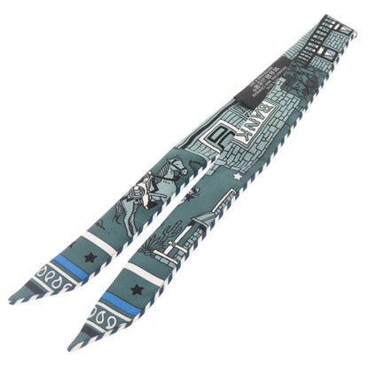 Hermes Tall Candy Palistation Vert Chypre Blue Azur Scarf — view 2