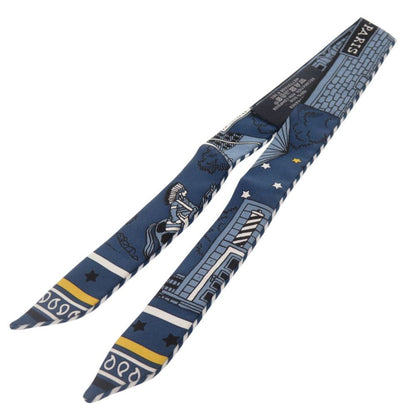 Hermes Tall Candy Palistation Blue Ardoise Black Jaune Silk Scarf — view 2