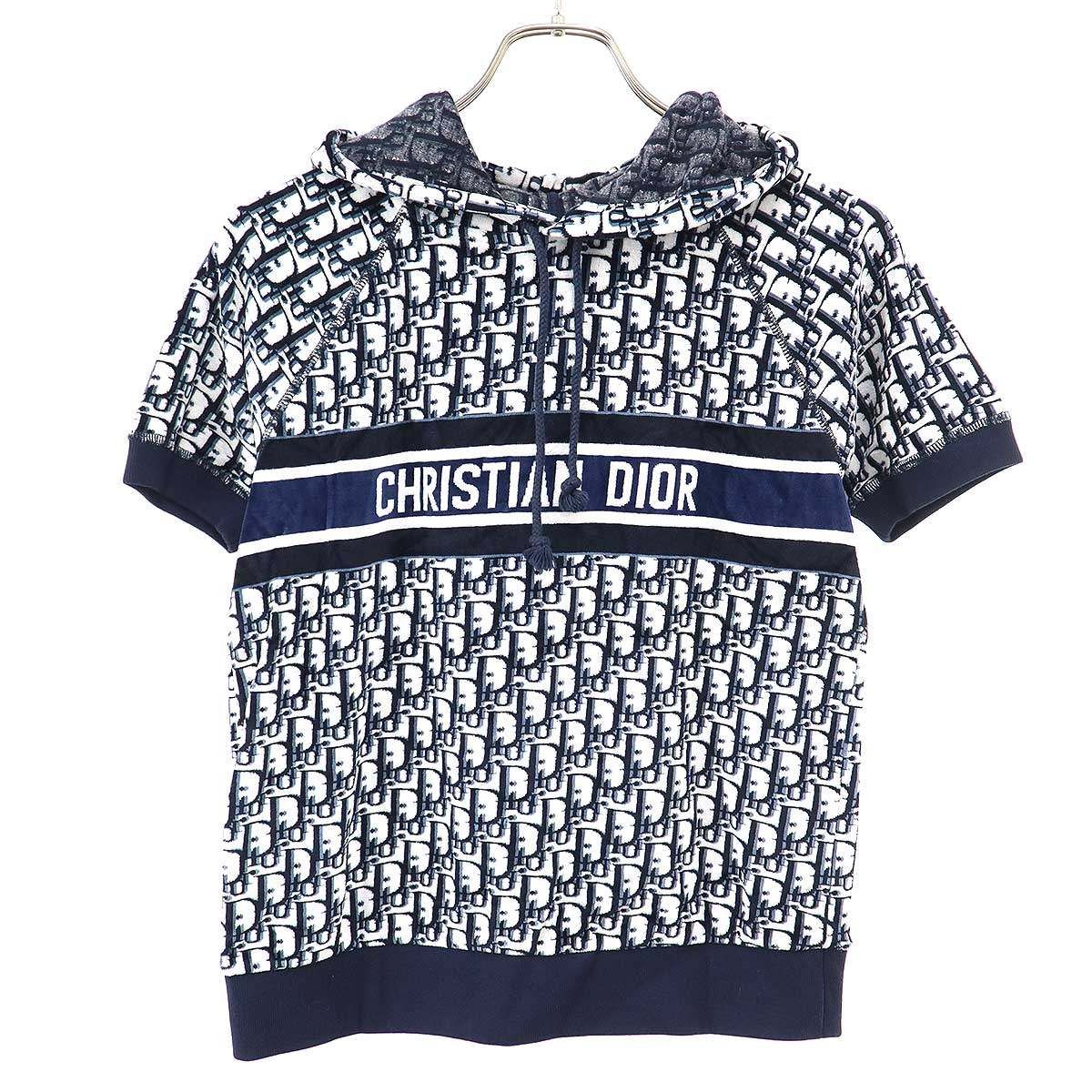 Dior Short Sleeve Cotton Jersey Hoodie &shorts Set Navy XS