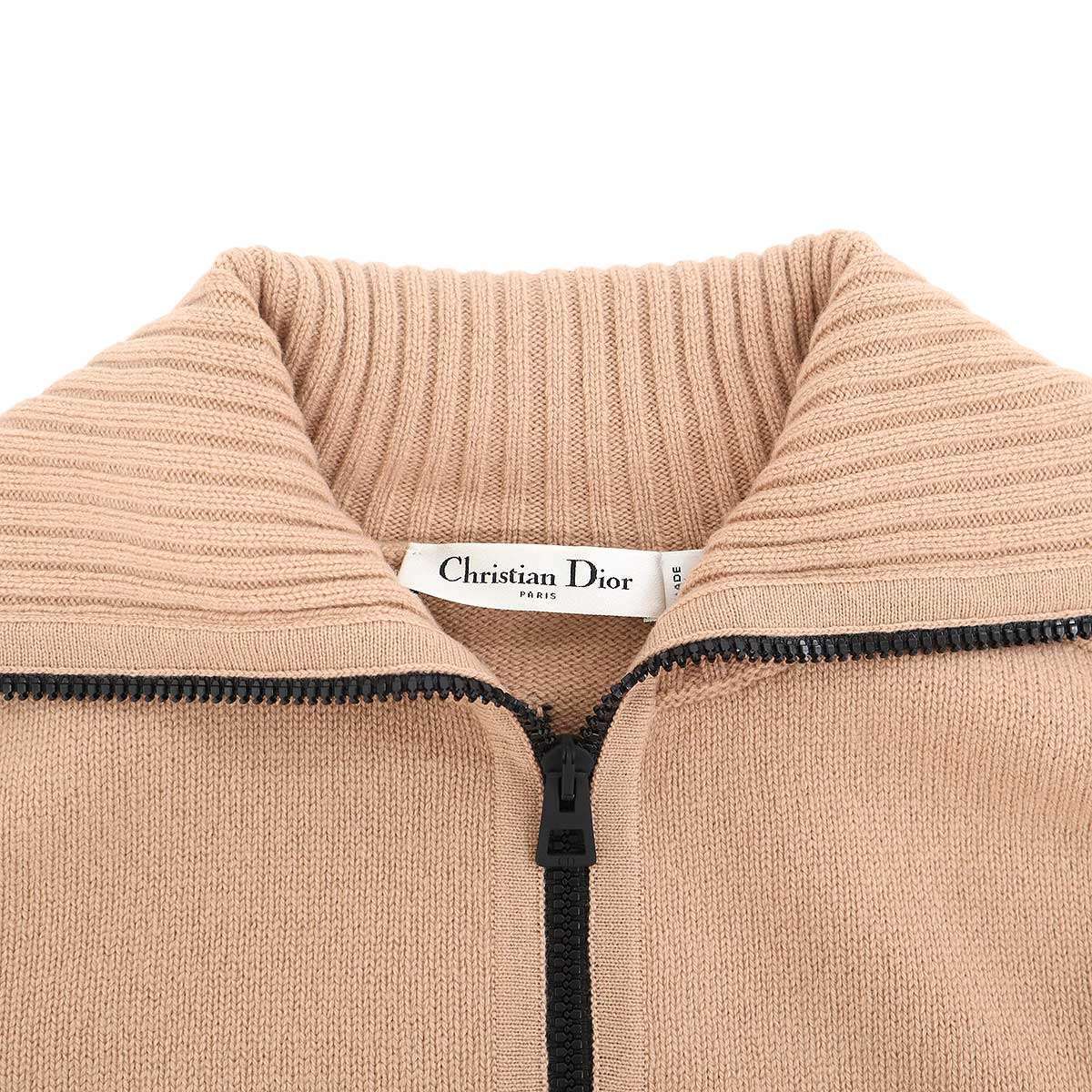 Dior Alps Wool Cashmere High Neck Zip Knit Sweater Pink — view 3