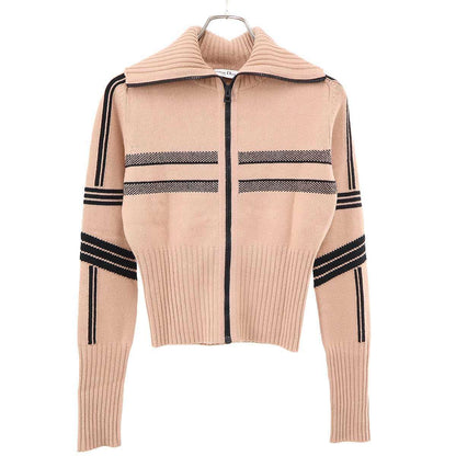 Dior Alps Wool Cashmere High Neck Zip Knit Sweater Pink