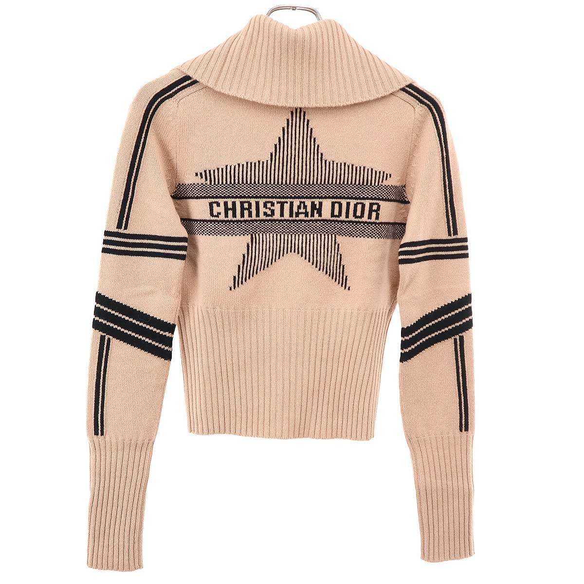Dior Alps Wool Cashmere High Neck Zip Knit Sweater Pink — view 2