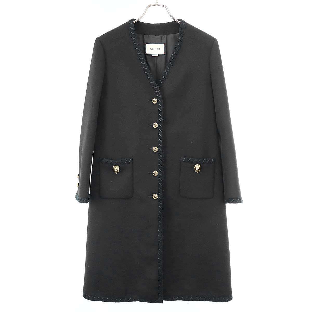 Gucci Melton Long Coat Black 38
