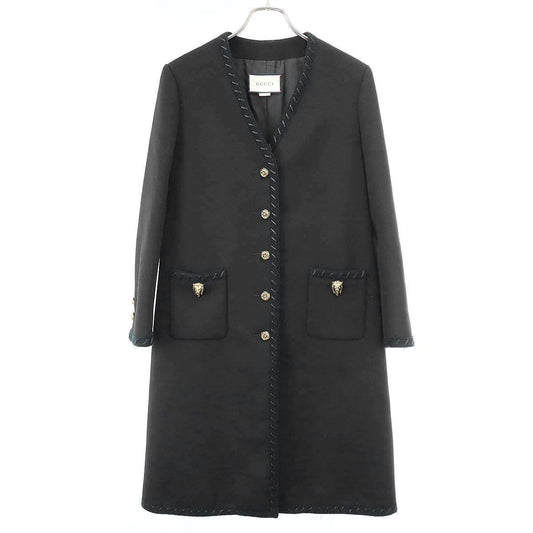 Gucci Melton Long Coat Black 38