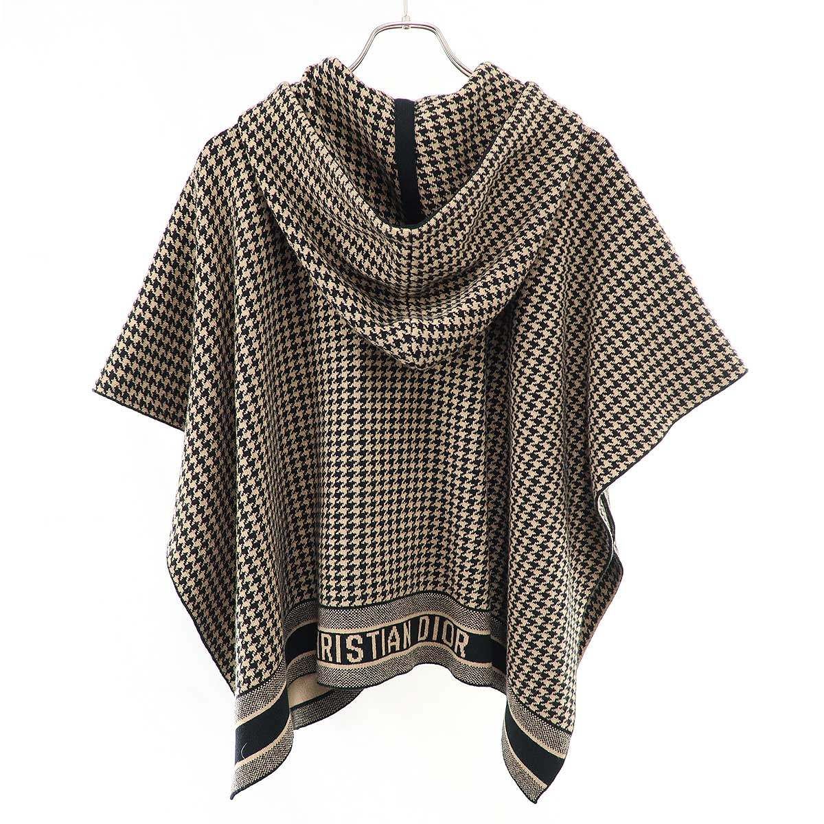 Dior Cashmere Hound Toe Knit Cape Poncho Hoodie Brown — view 2