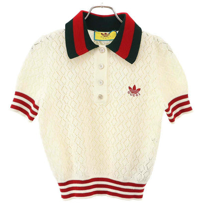 Gucci Adidas Short Sleeve Knit Polo Shirt Ivory Xs