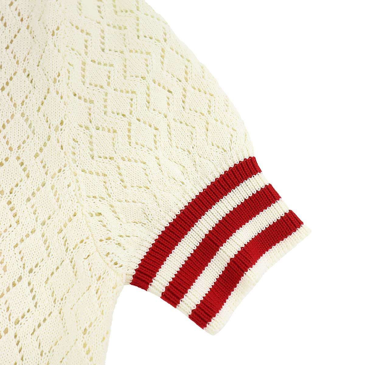 Gucci Adidas Short Sleeve Knit Polo Shirt Ivory Xs — view 4