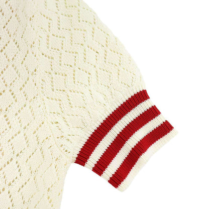 Gucci Adidas Short Sleeve Knit Polo Shirt Ivory Xs — view 4